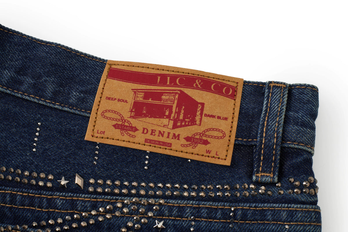 "Falling Chain" Gradient Wash Jeans