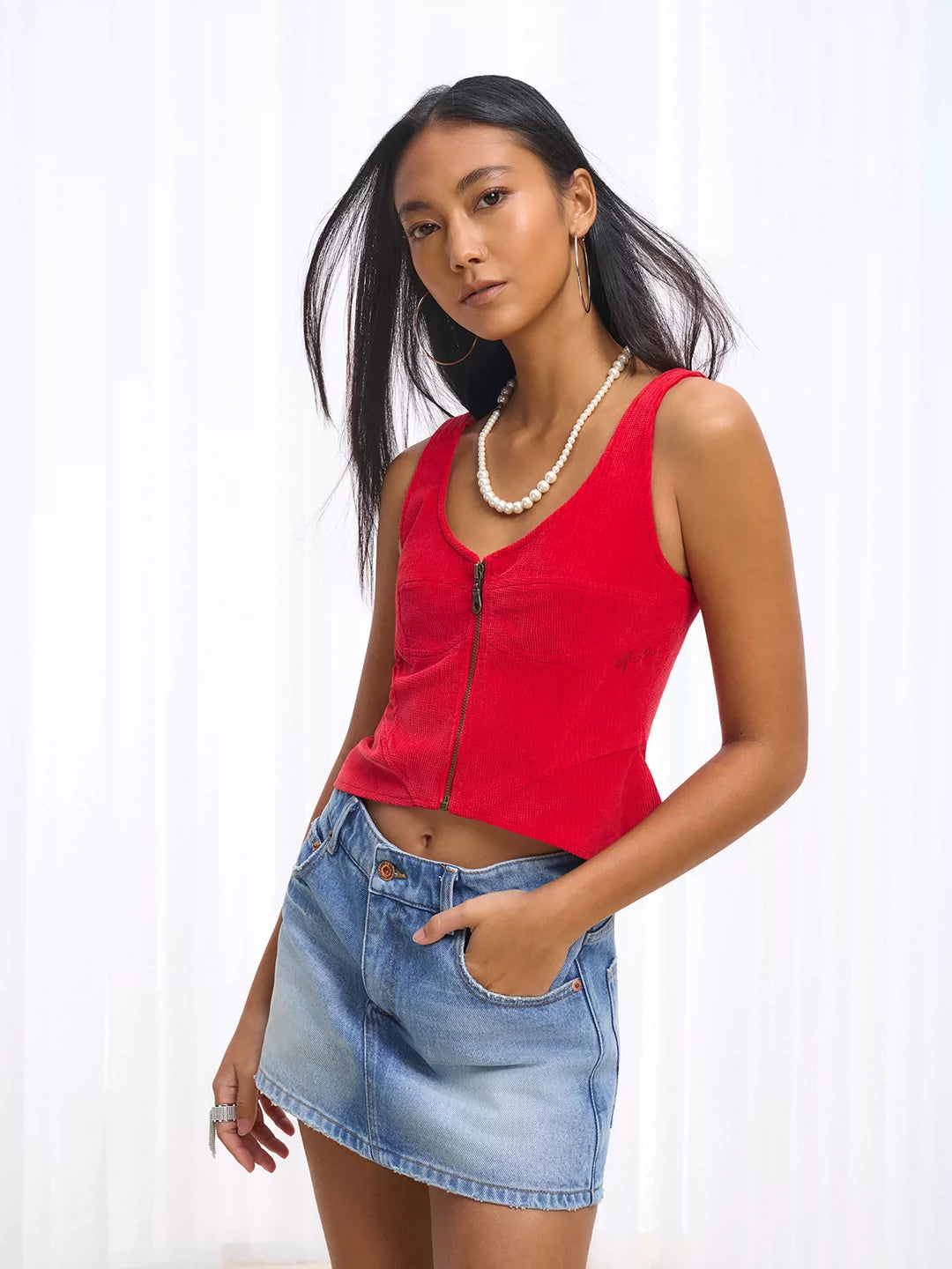IFIKNOW Washed Red Corduroy Camisole