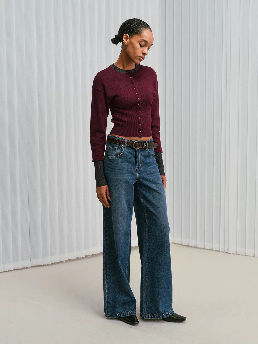 IFIKNOW Tailored Colorblock Wool Cardigan