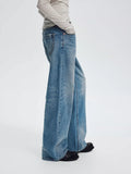 Light Wash Distressed Straight Jeans