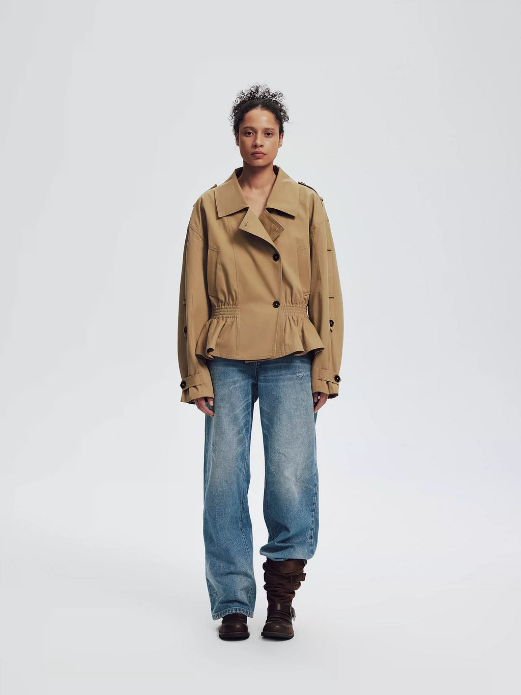 Light Wash Distressed Straight Jeans