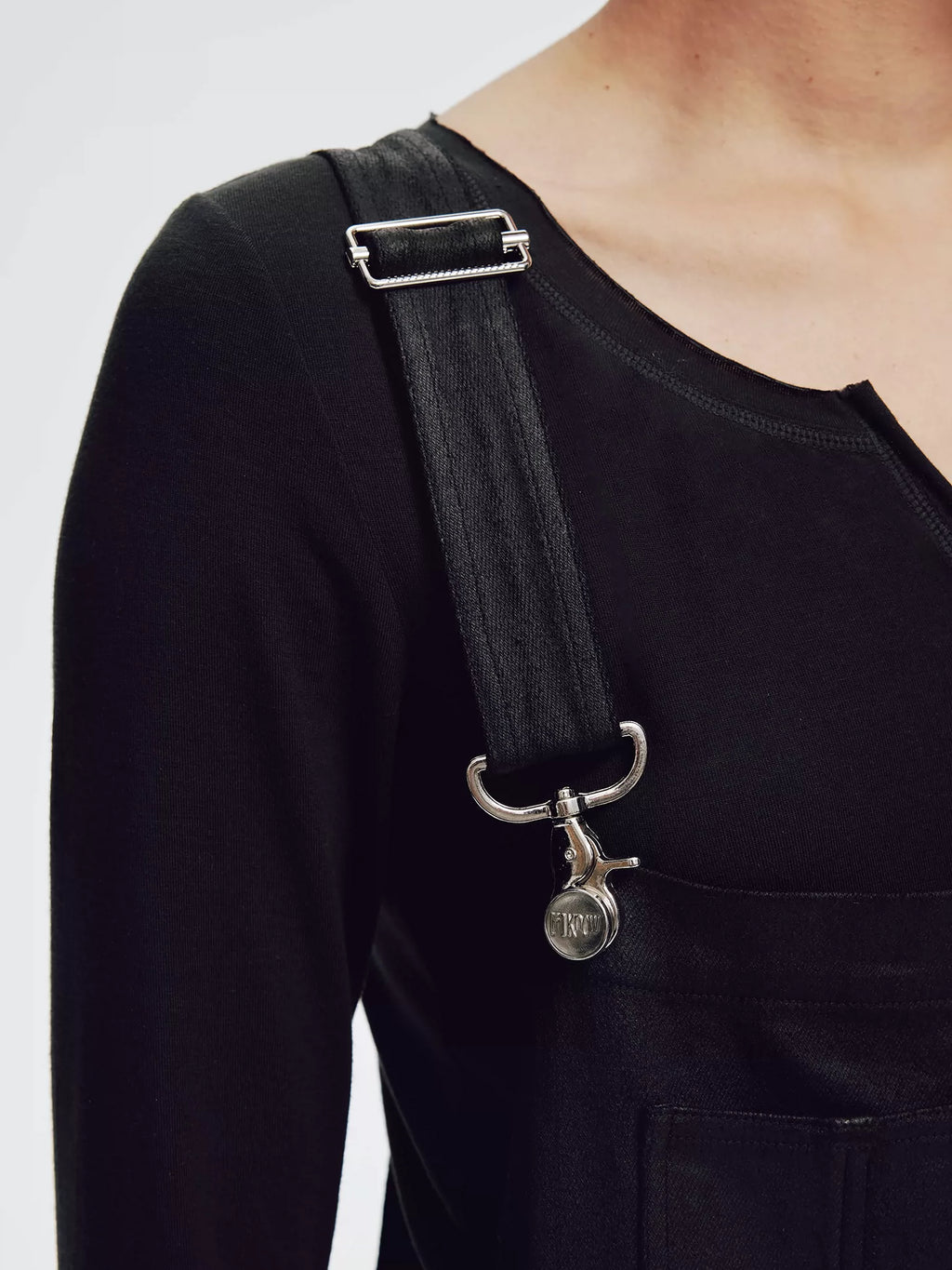 Black Waxed Denim Overalls