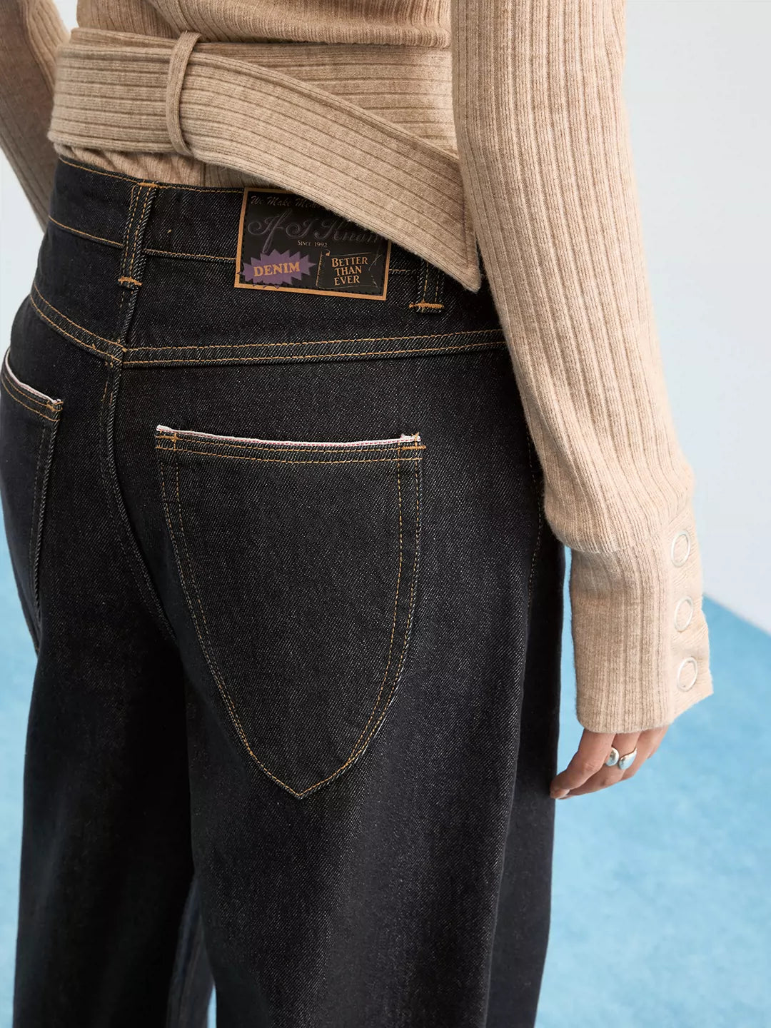 Selvedge Raw Deconstructed Curved Leg Jeans