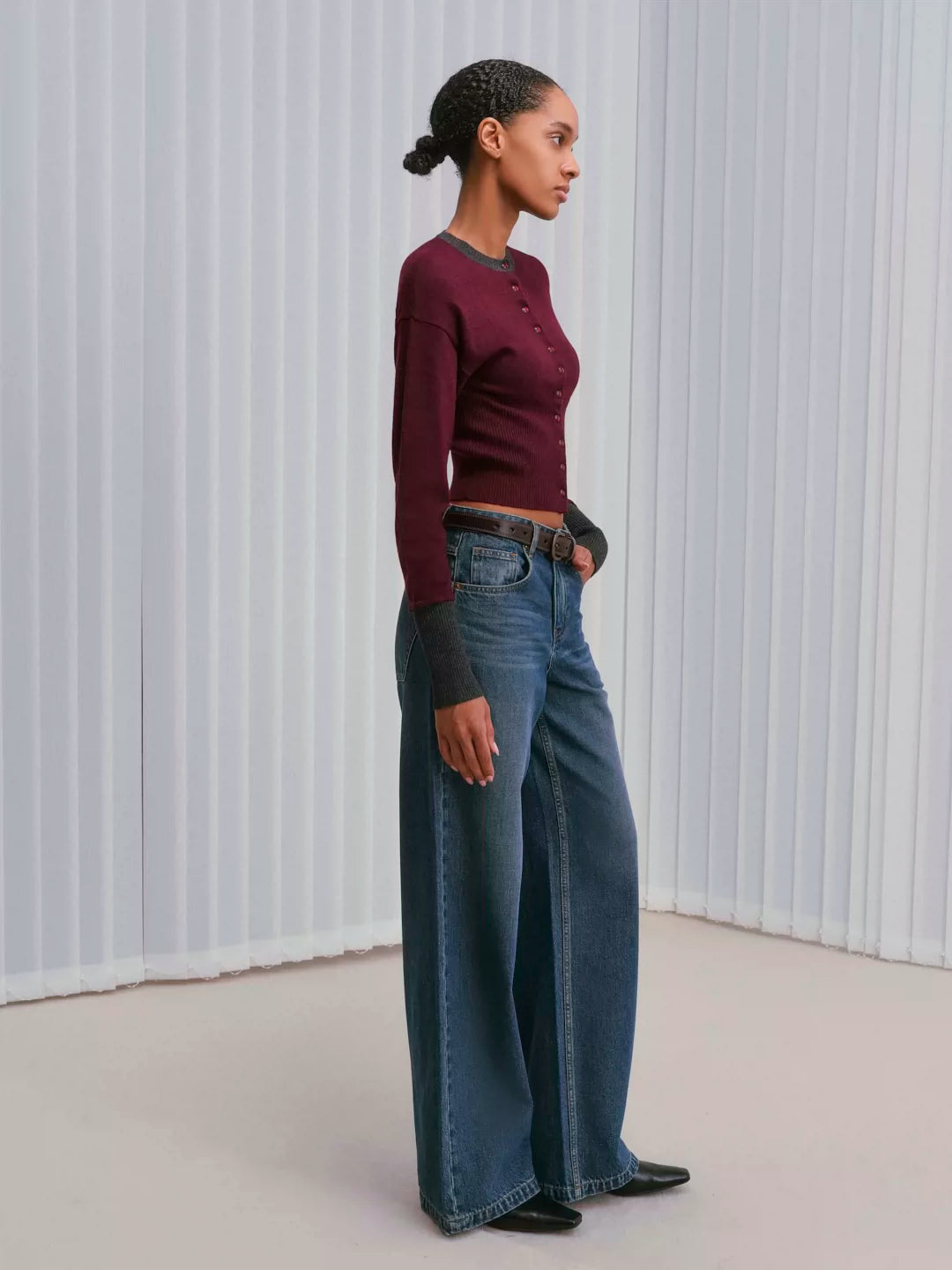 IFIKNOW Tailored Colorblock Wool Cardigan