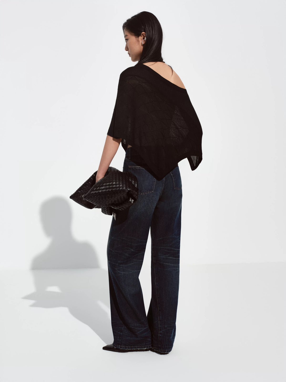 Pinstripe Whiskered Dark Blue Jeans
