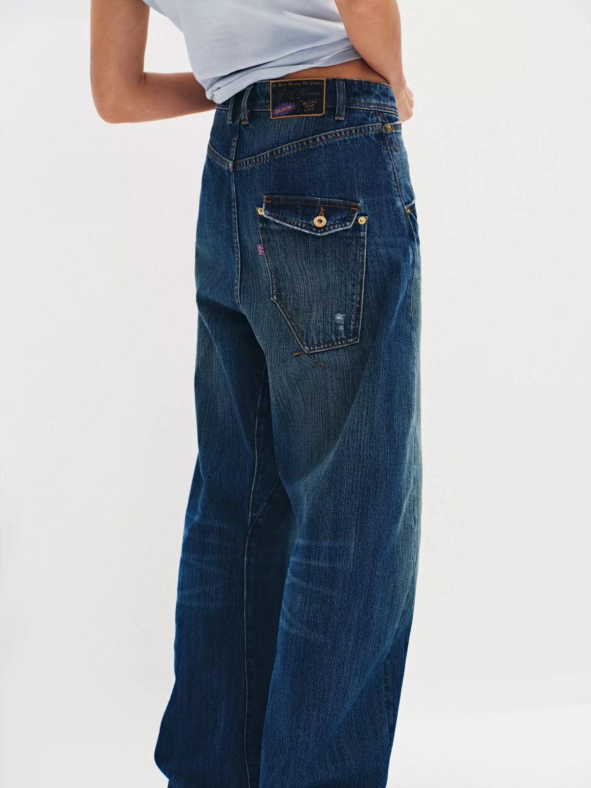 Low-Rise Slub Curved Carpenter Jeans
