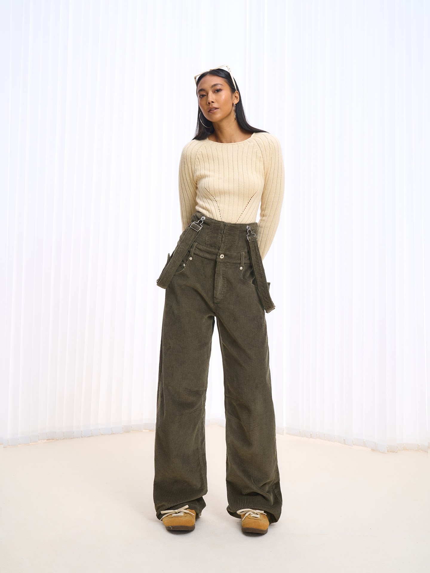 Washed Corduroy Multi-Way Overalls
