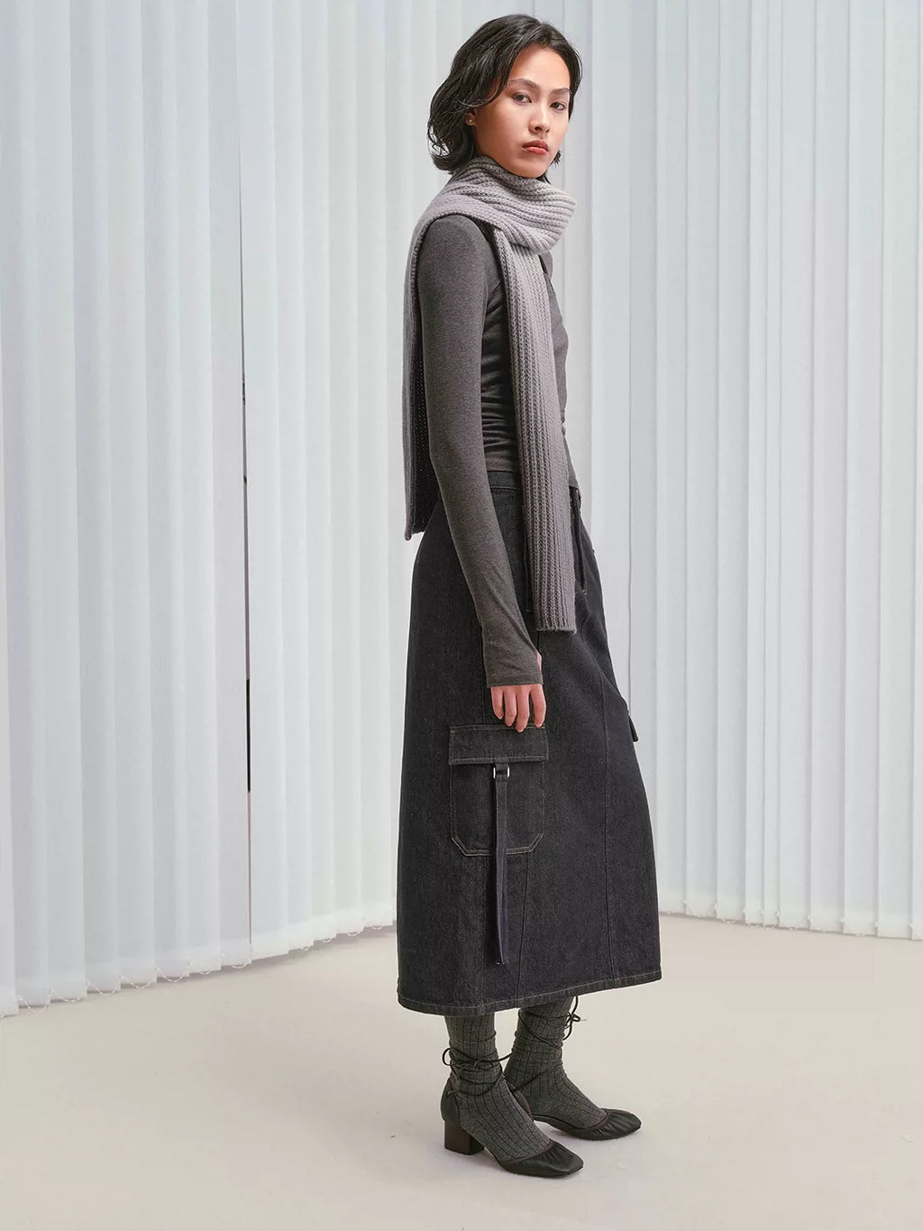 Square-Neck Ruched Acetate-Cashmere Knit Top
