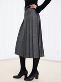 Wool-Blend Pleated Maxi Skirt