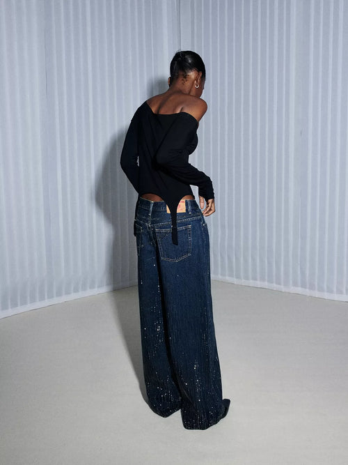 "Falling Chain" Gradient Wash Jeans