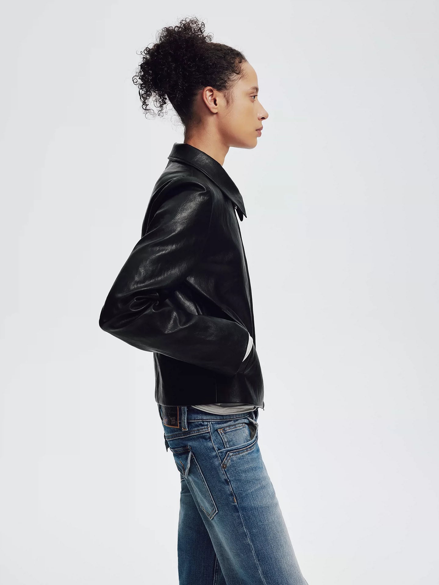 Black Paneled Faux Leather Jacket