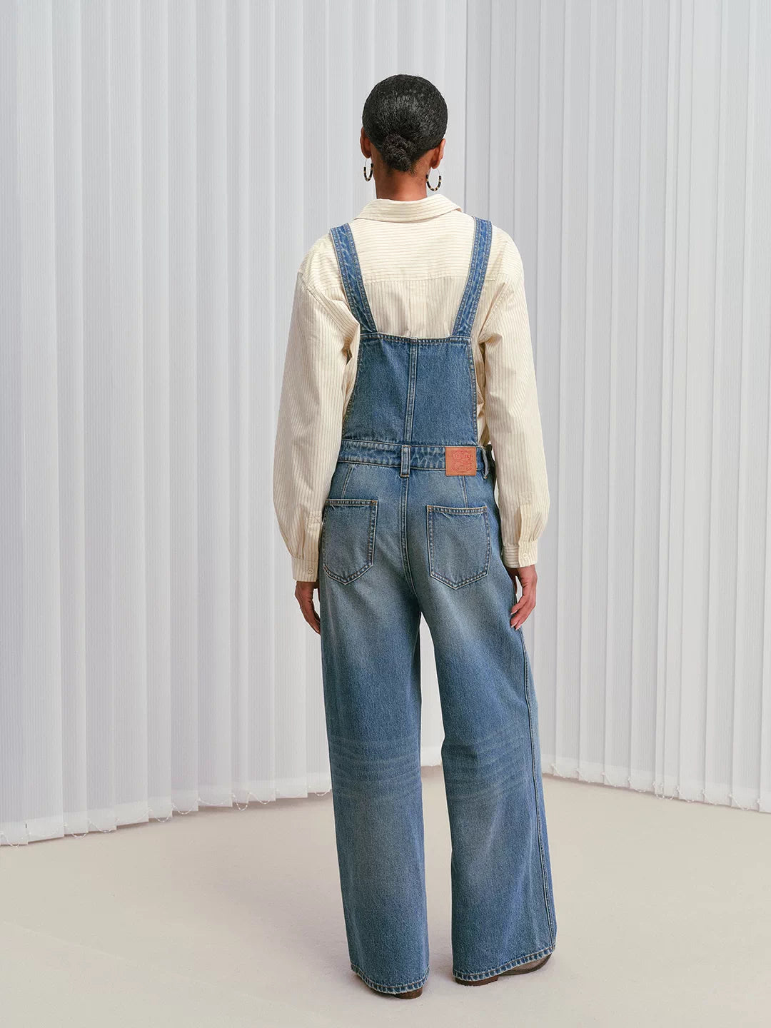 Premium Wash V-Neck Denim Jumpsuit
