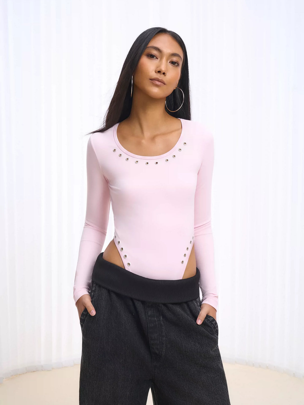 IFIKNOW Studded Crewneck Knit Bodysuit
