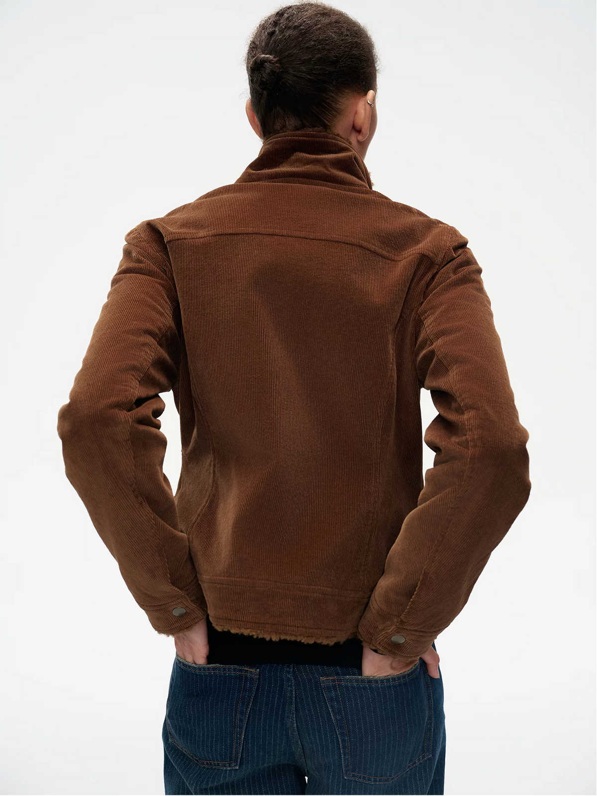 Faux Fur Collar Corduroy Jacket