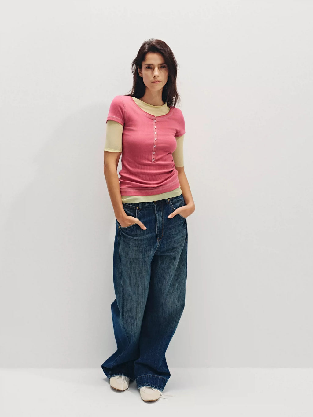 Low-Rise Slub Curved Carpenter Jeans