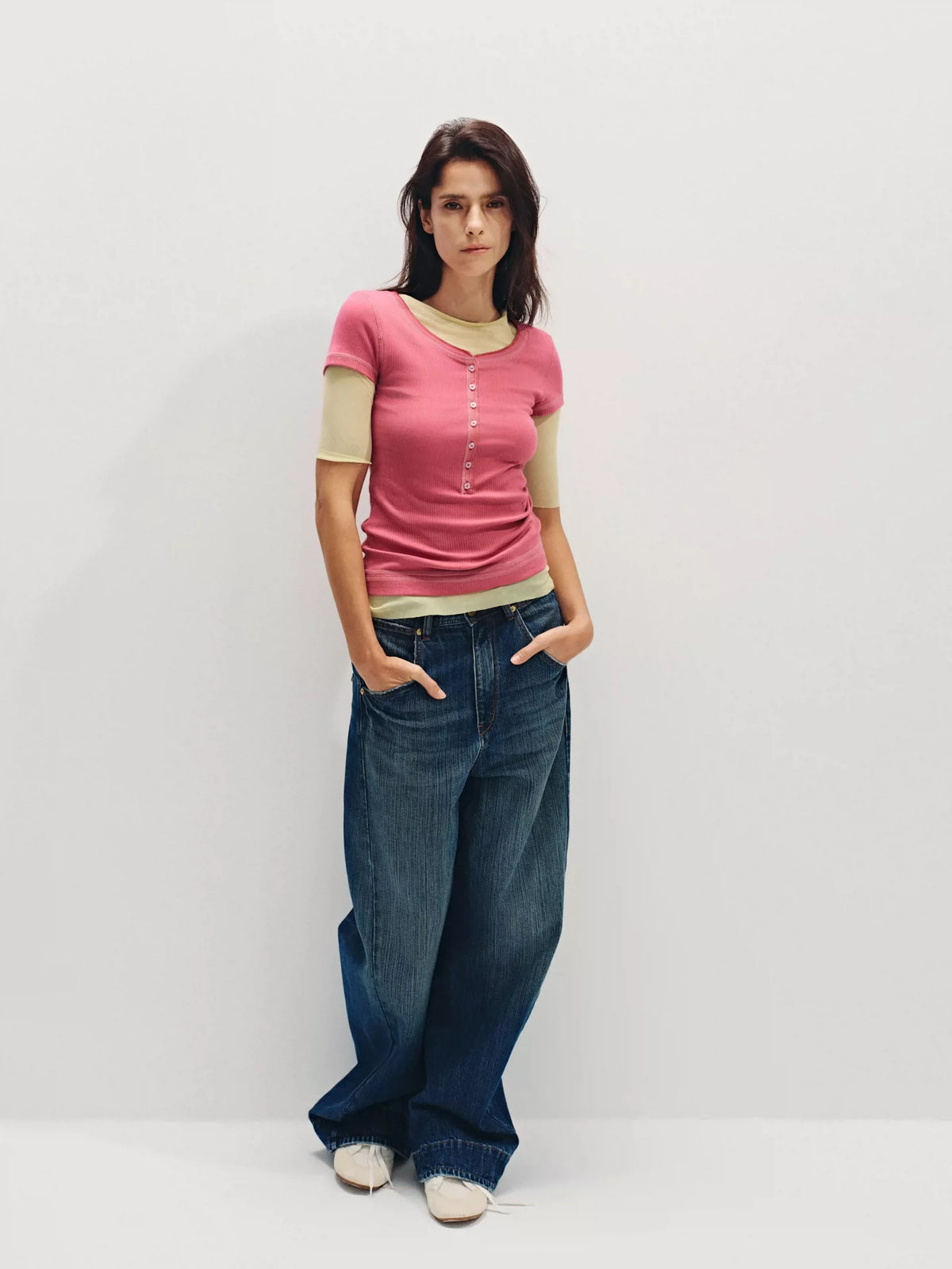 Low-Rise Slub Curved Carpenter Jeans