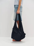 Heavyweight Raw Denim Ruffled Tote Bag