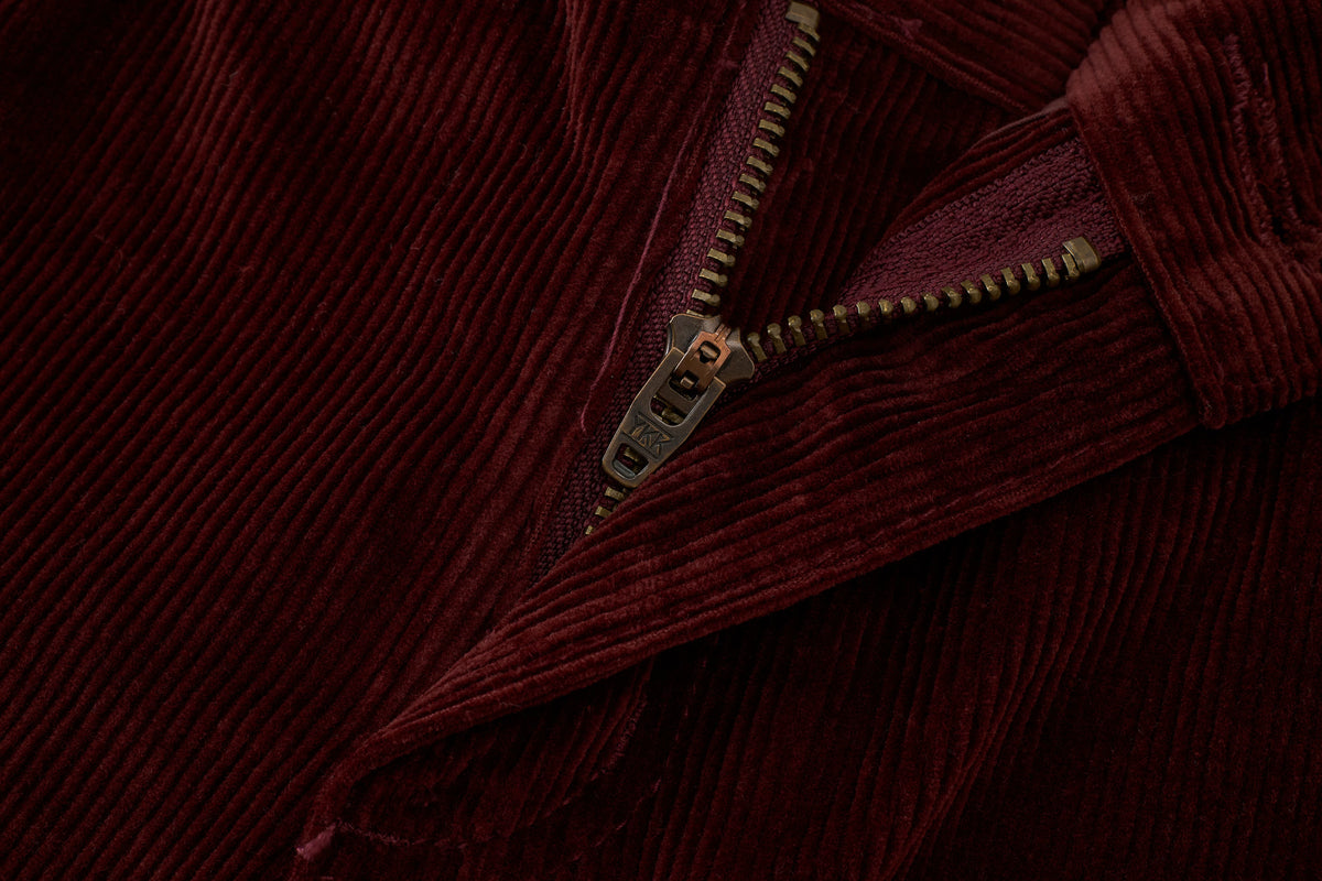 Leather-Paneled Stretch Corduroy Red Trousers