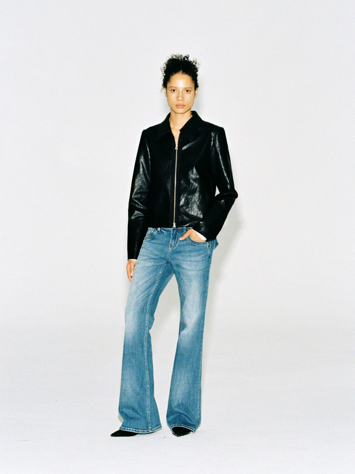 Black Paneled Faux Leather Jacket
