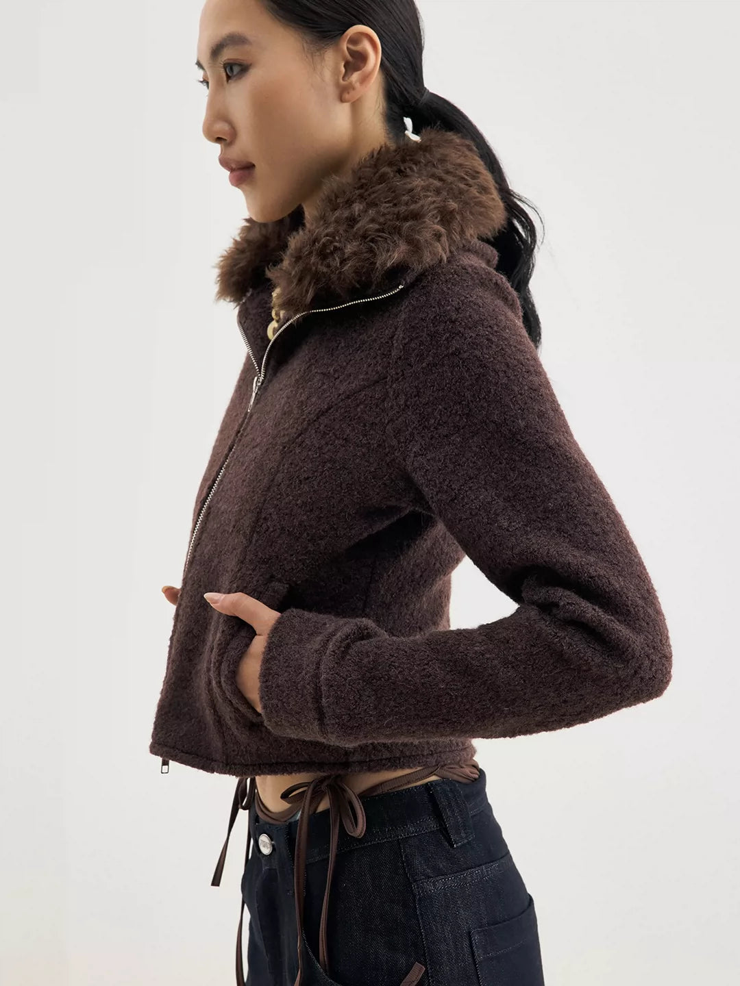 2-Way Wool-Alpaca Blend Coat with Detachable Collar