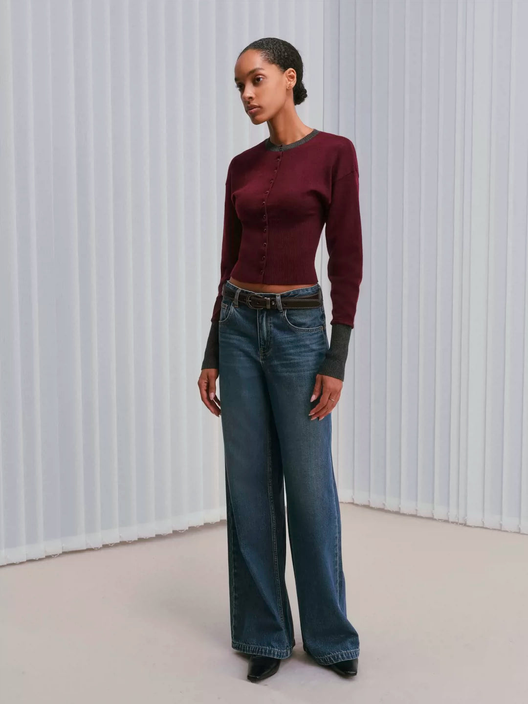 IFIKNOW Tailored Colorblock Wool Cardigan