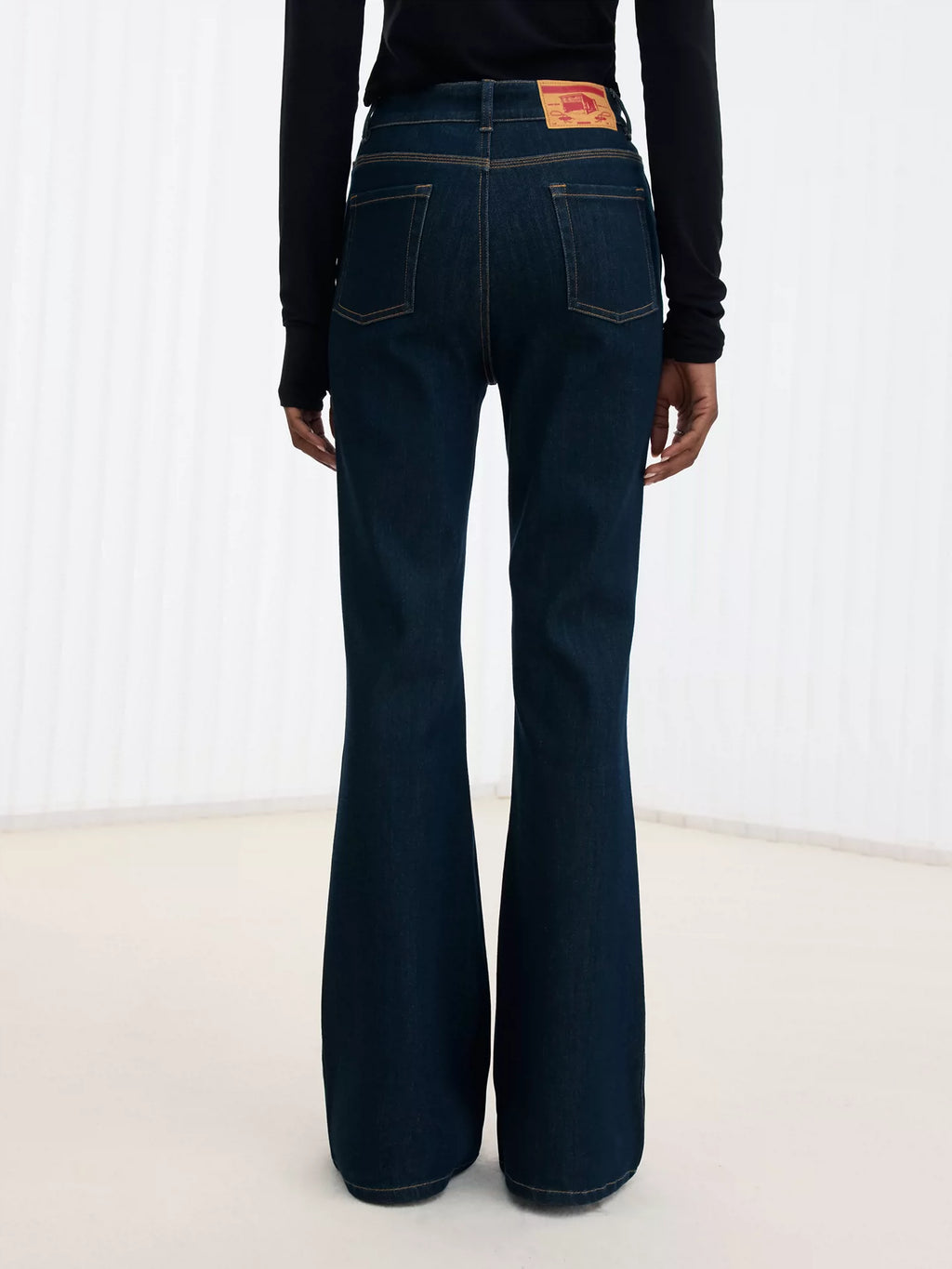 Deconstructed Green-Cast Micro-Flare Jeans