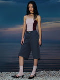 Studded Grey Wash Denim Jorts