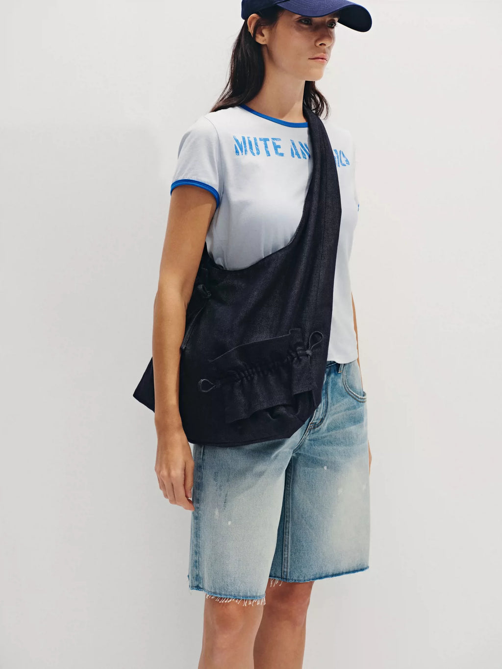 Heavyweight Raw Denim Ruffled Tote Bag