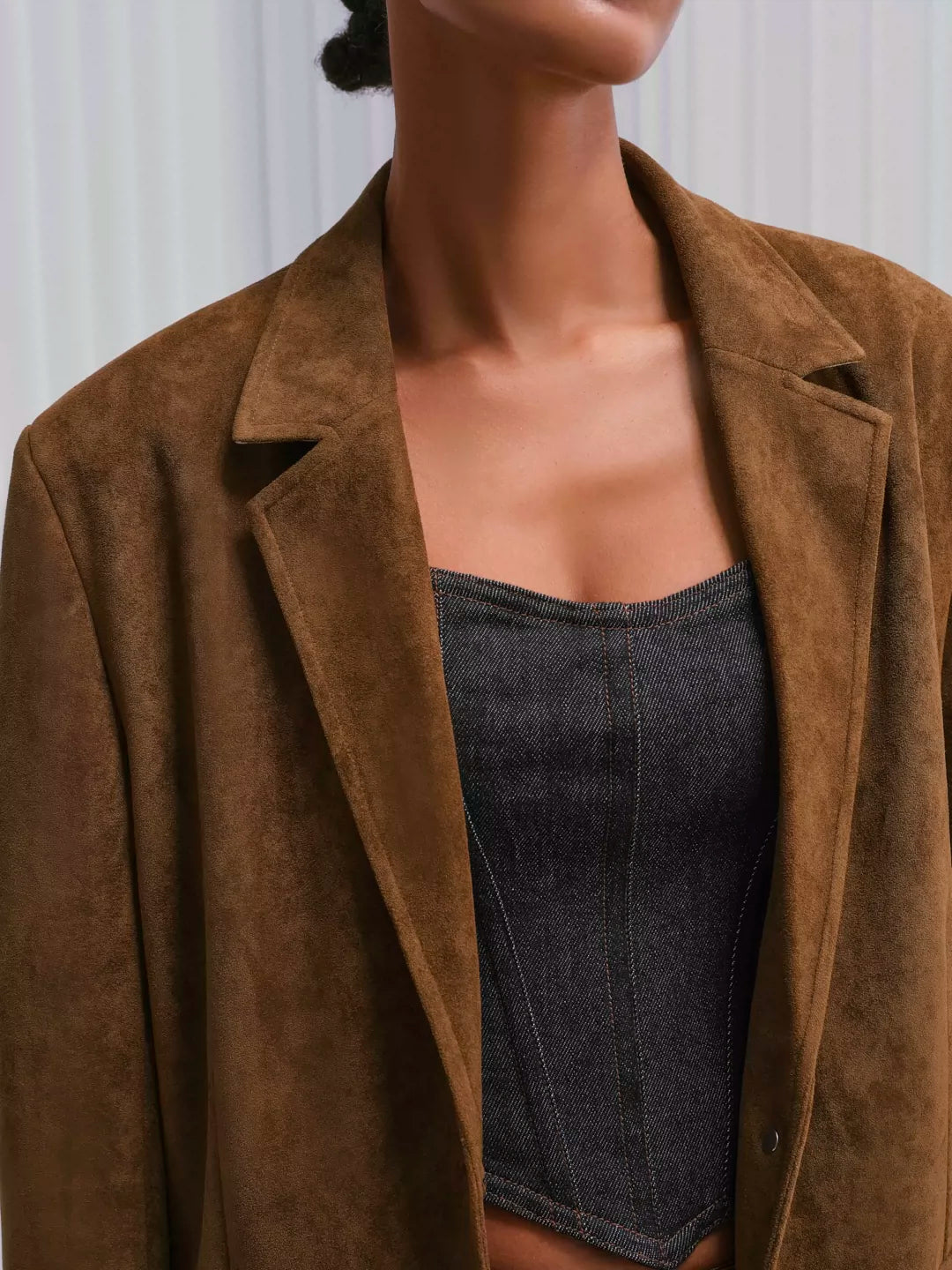 IFIKNOW Oversized Vintage Suede Blazer