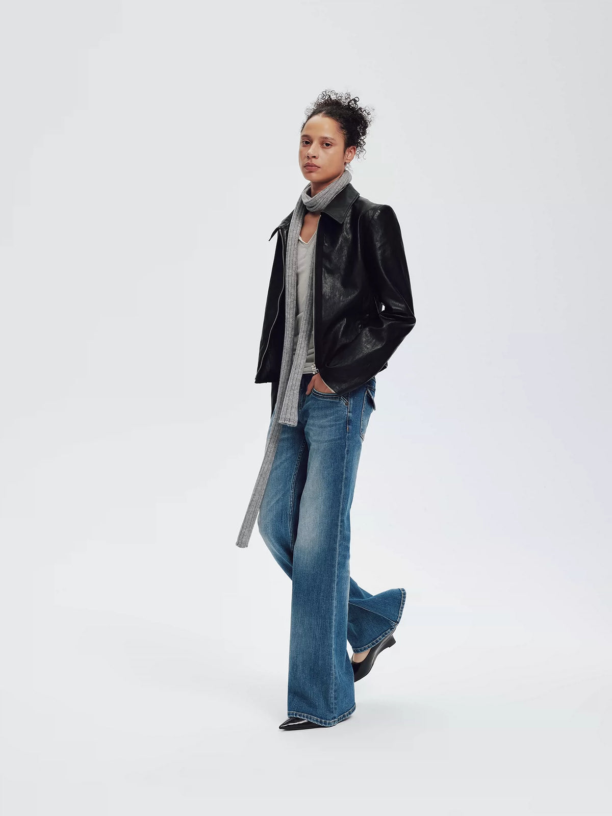 Black Paneled Faux Leather Jacket