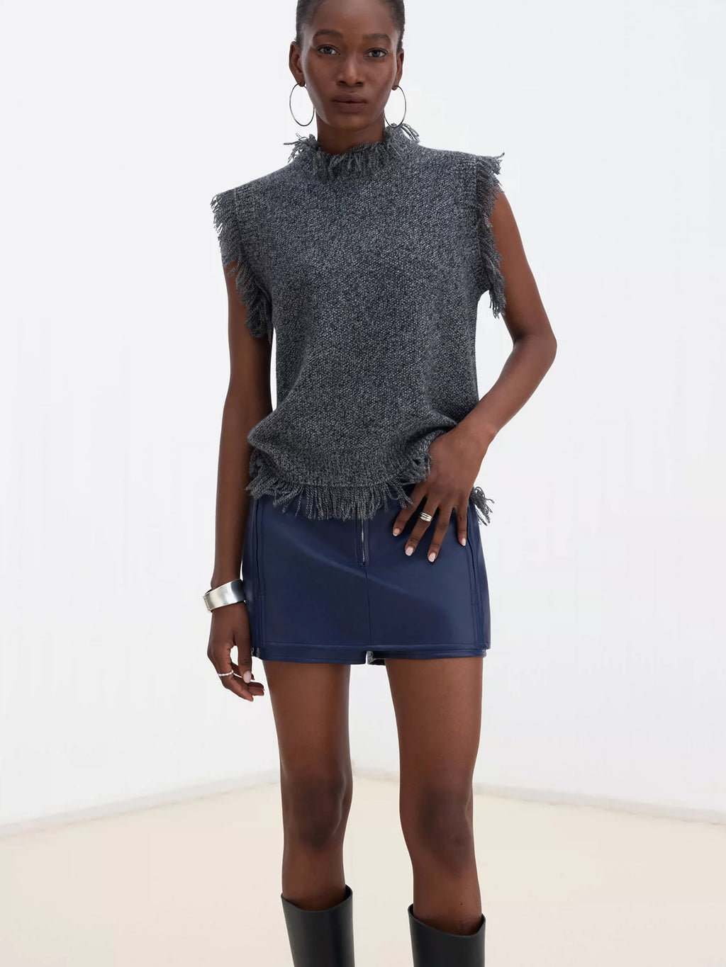 Ocean Blue Leather Skort