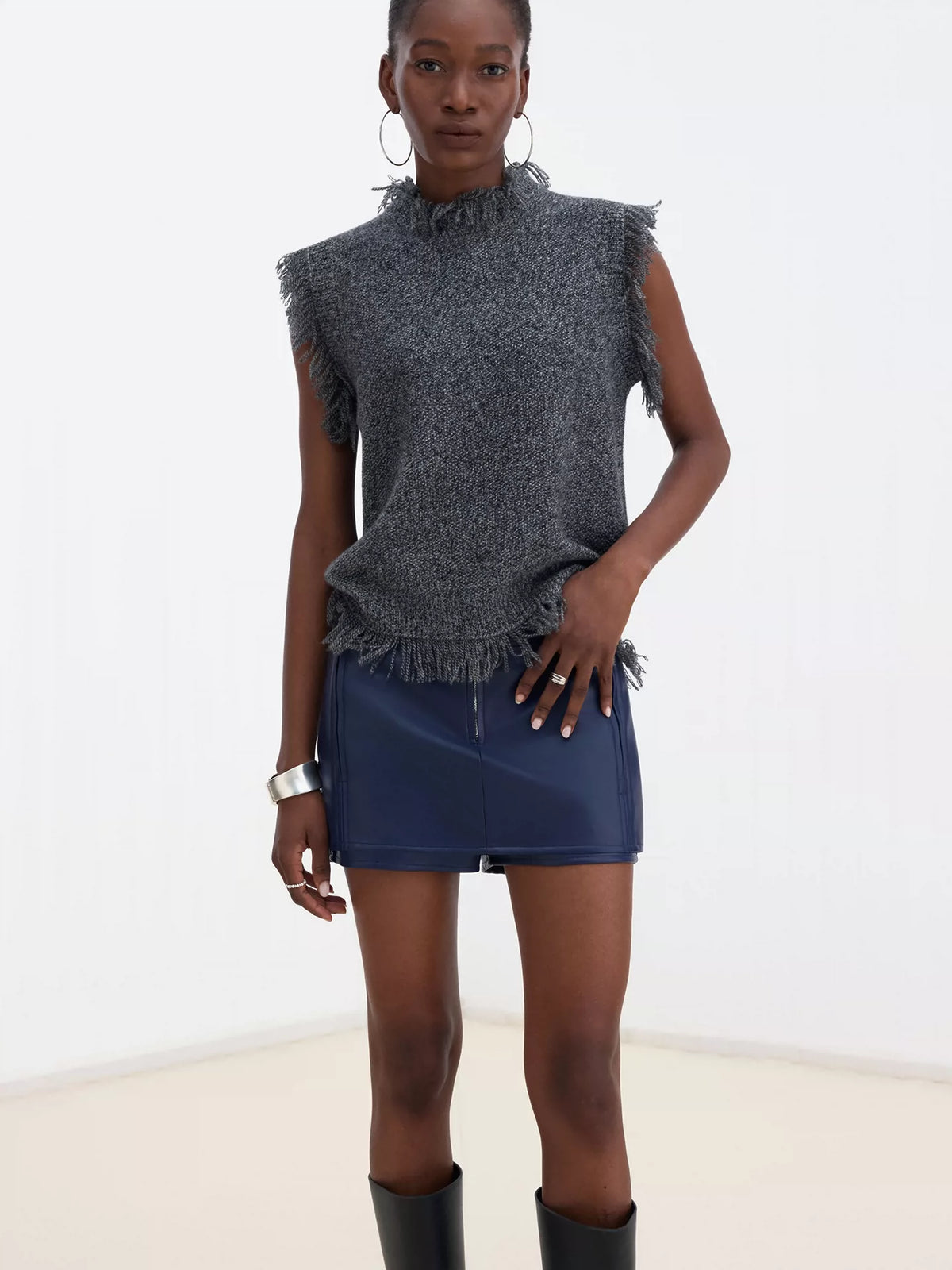 Ocean Blue Leather Skort
