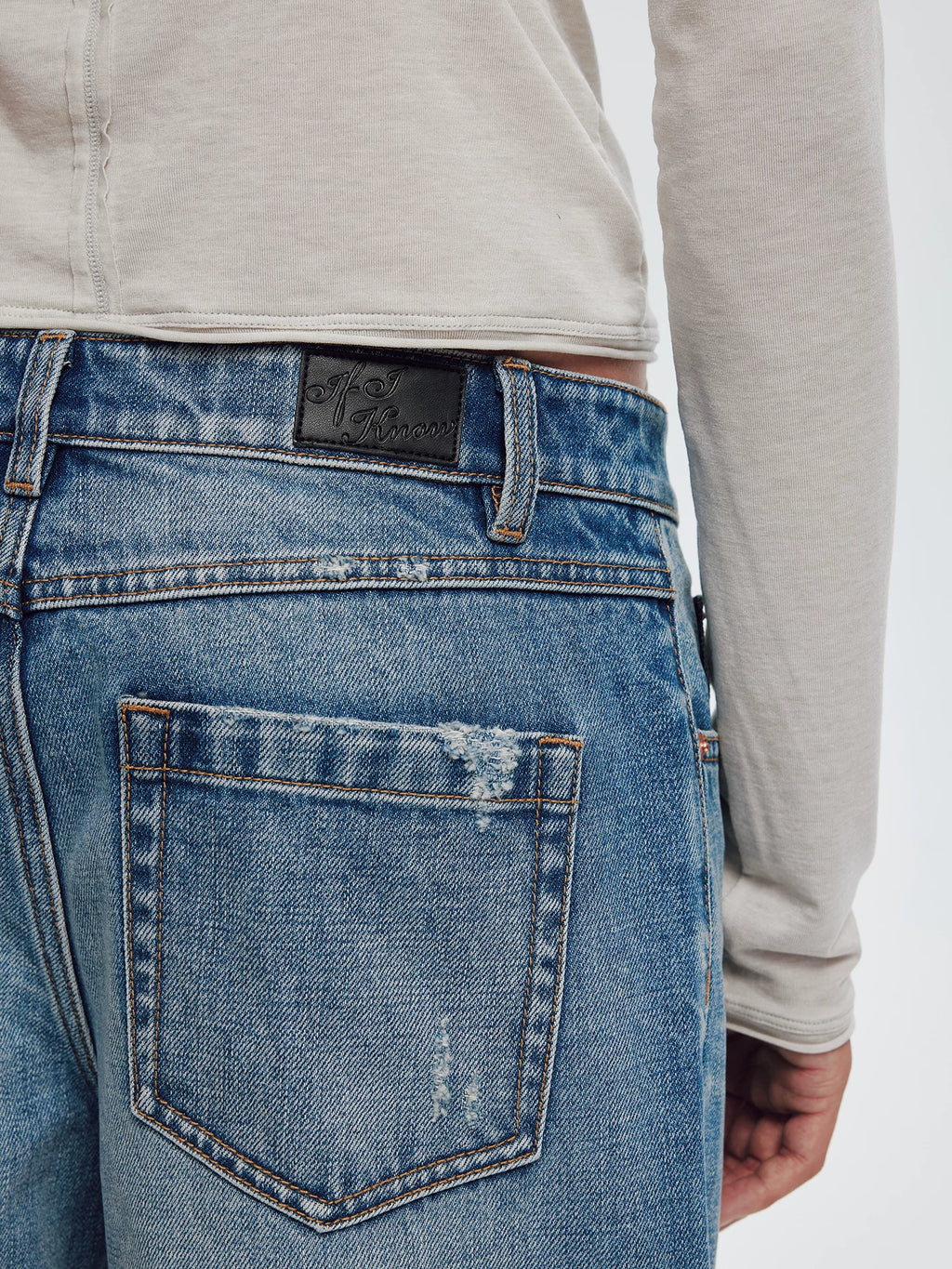 Light Wash Distressed Straight Jeans