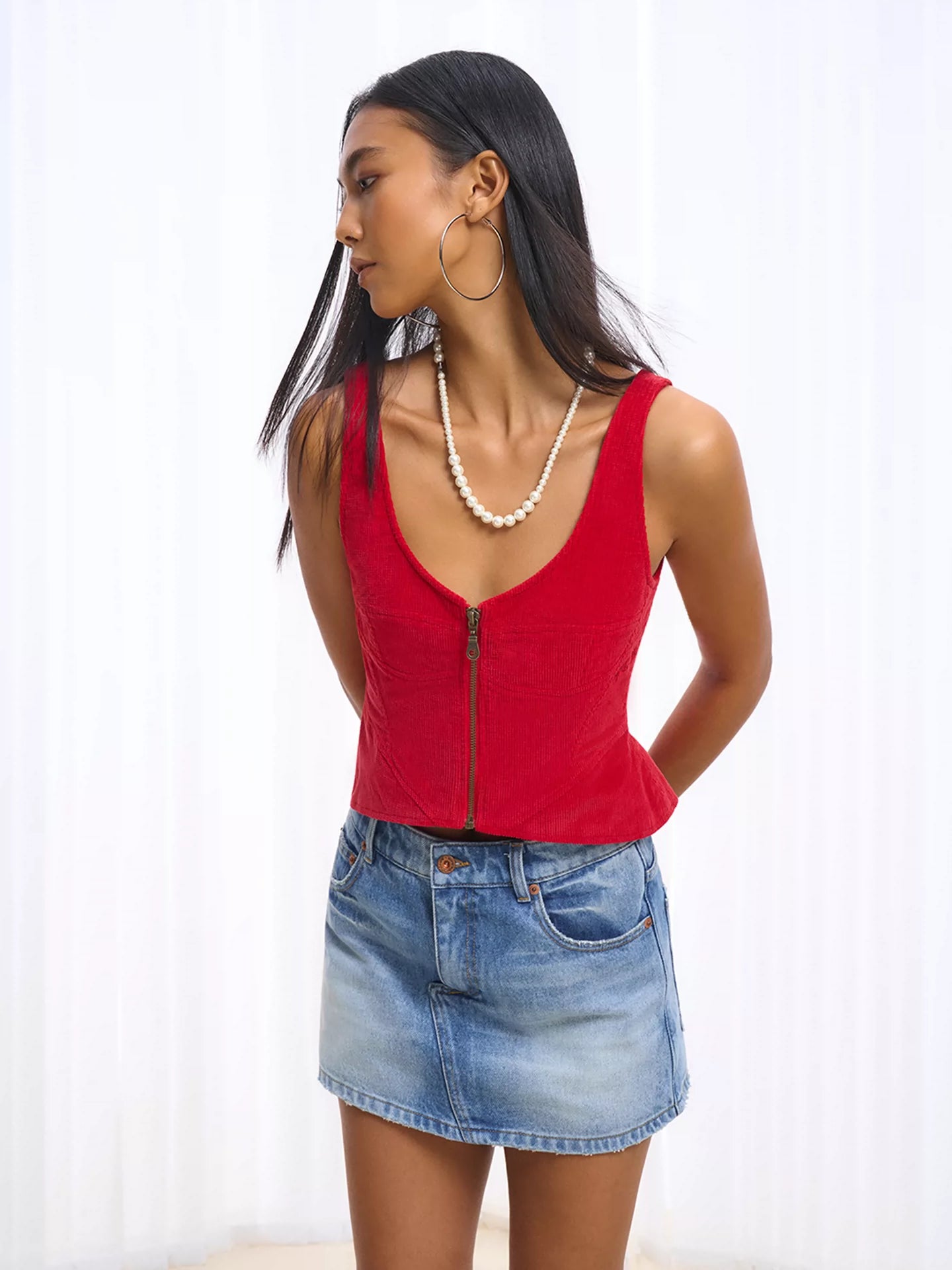 IFIKNOW Washed Red Corduroy Camisole