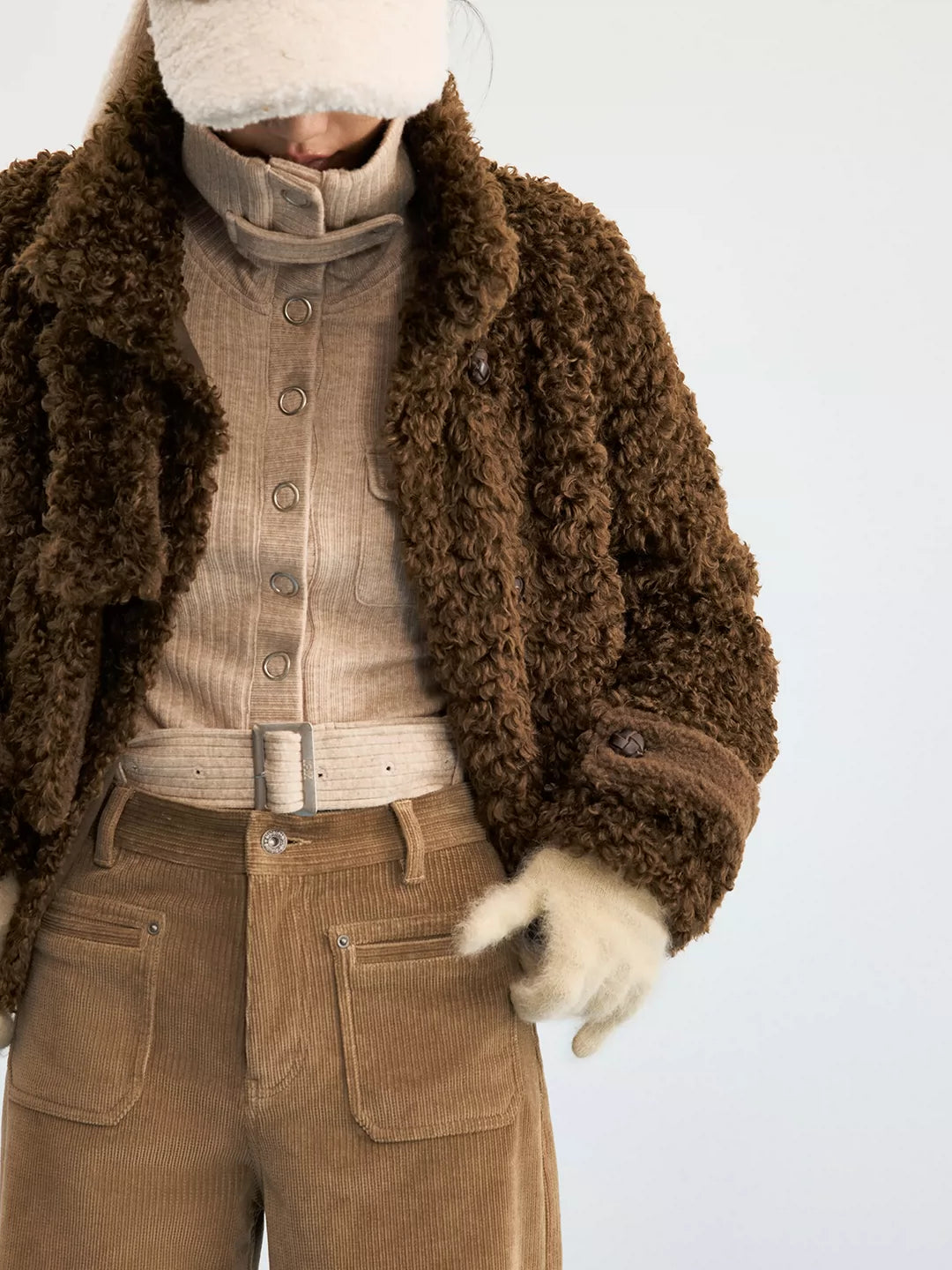 Oversized Teddy Fleece Convertible Hooded Jacket