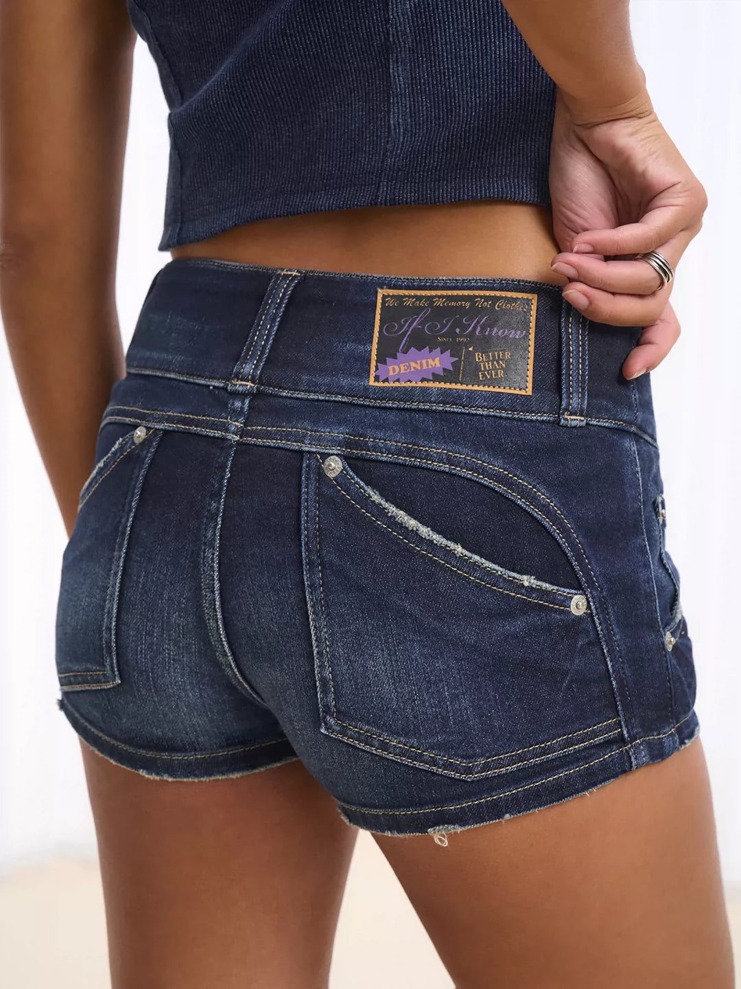 3-Button Structured Denim Shorts