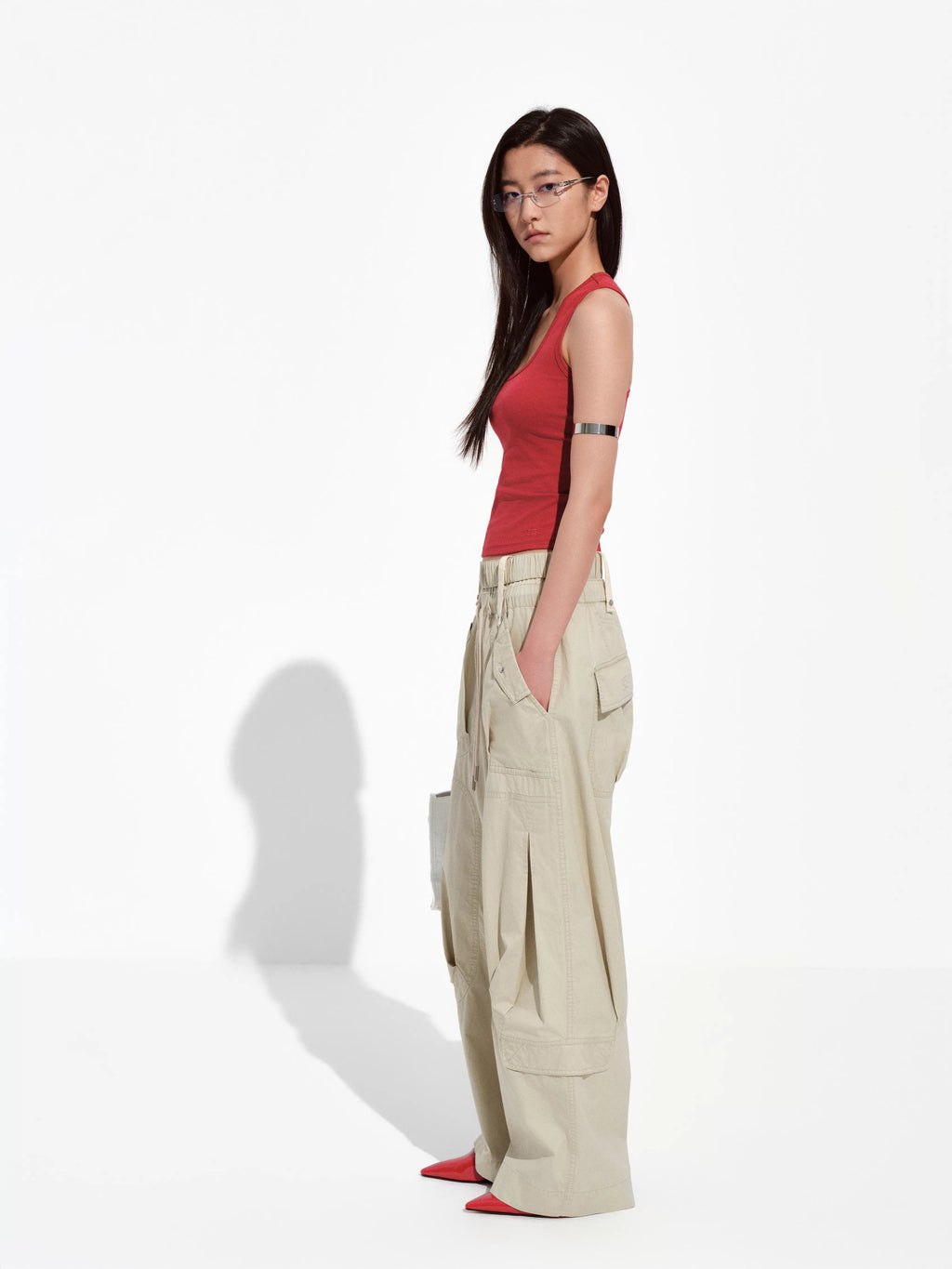 Foldover-Waist Cargo Pants