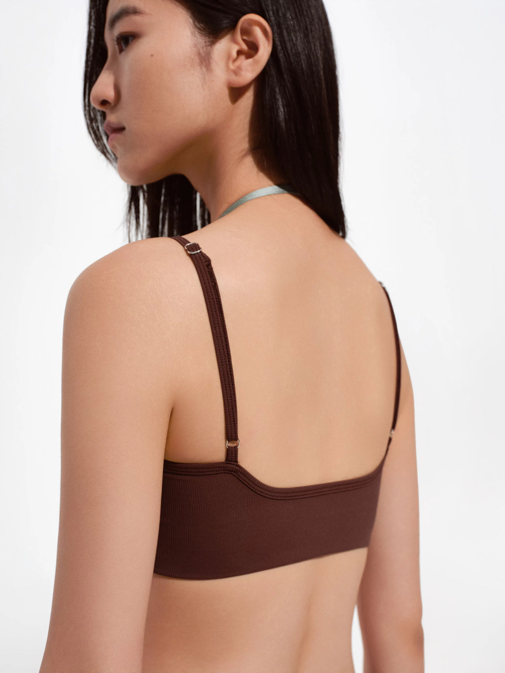 Brown & Green Colorblock Stretch-Satin Halter Set