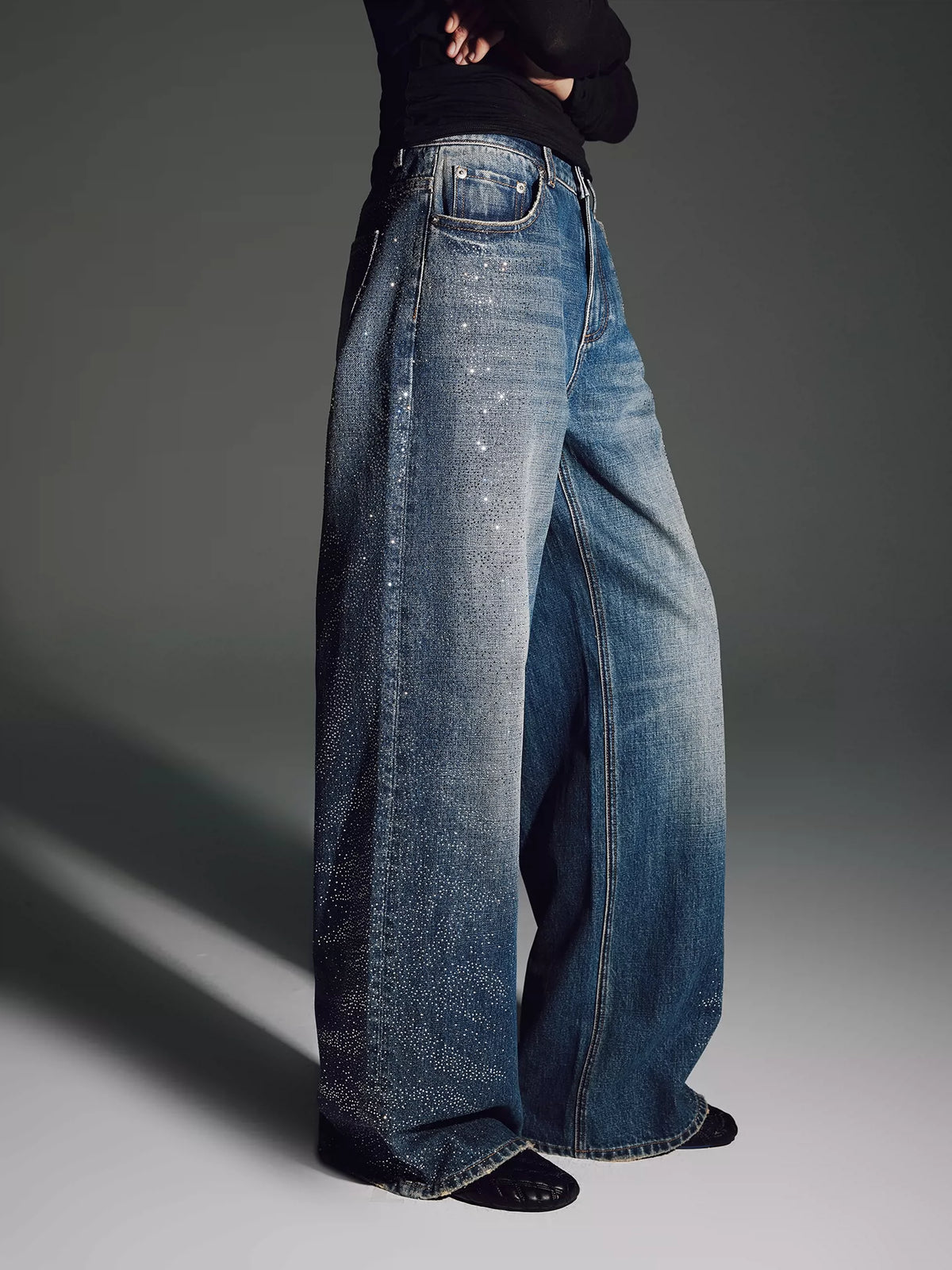 Rhinestone Tiger Baggy Jeans