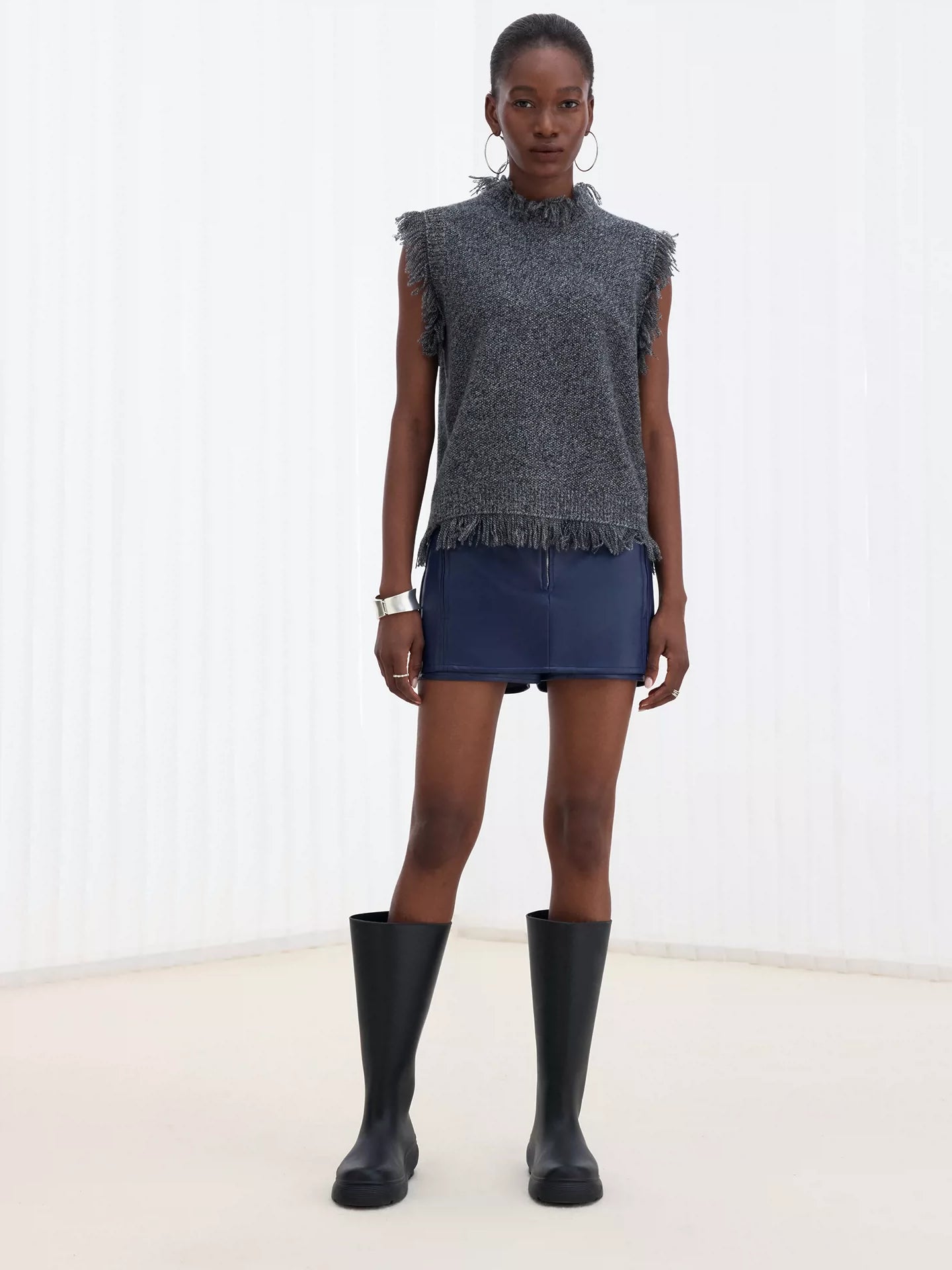 Ocean Blue Leather Skort