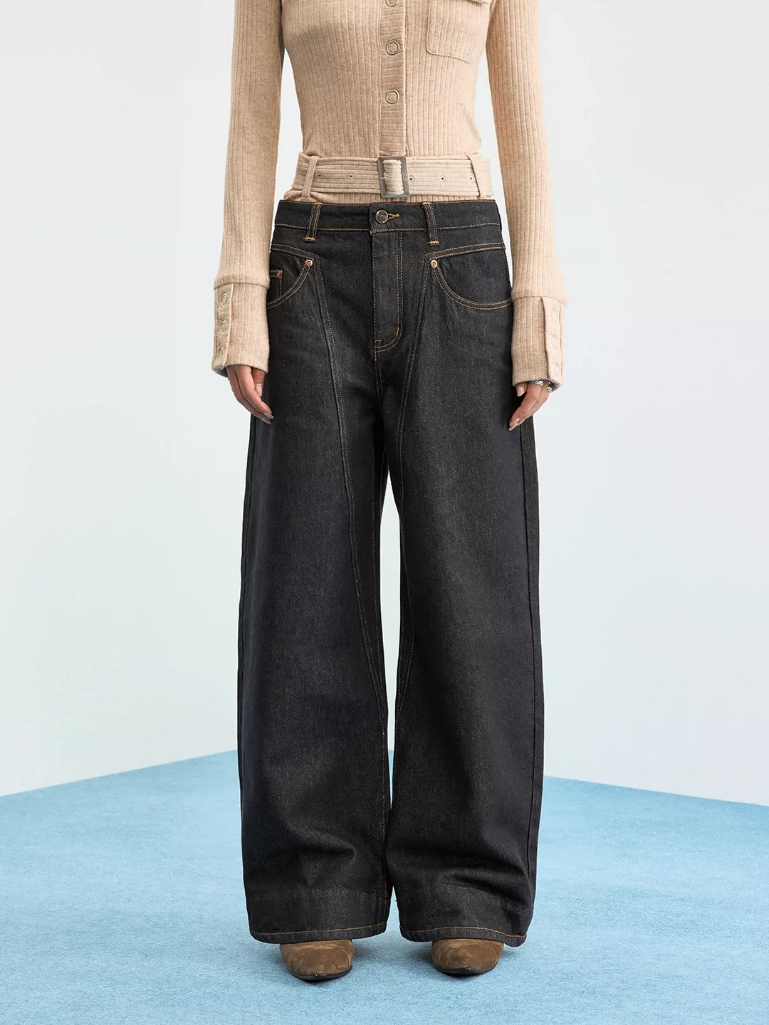 Selvedge Raw Deconstructed Curved Leg Jeans