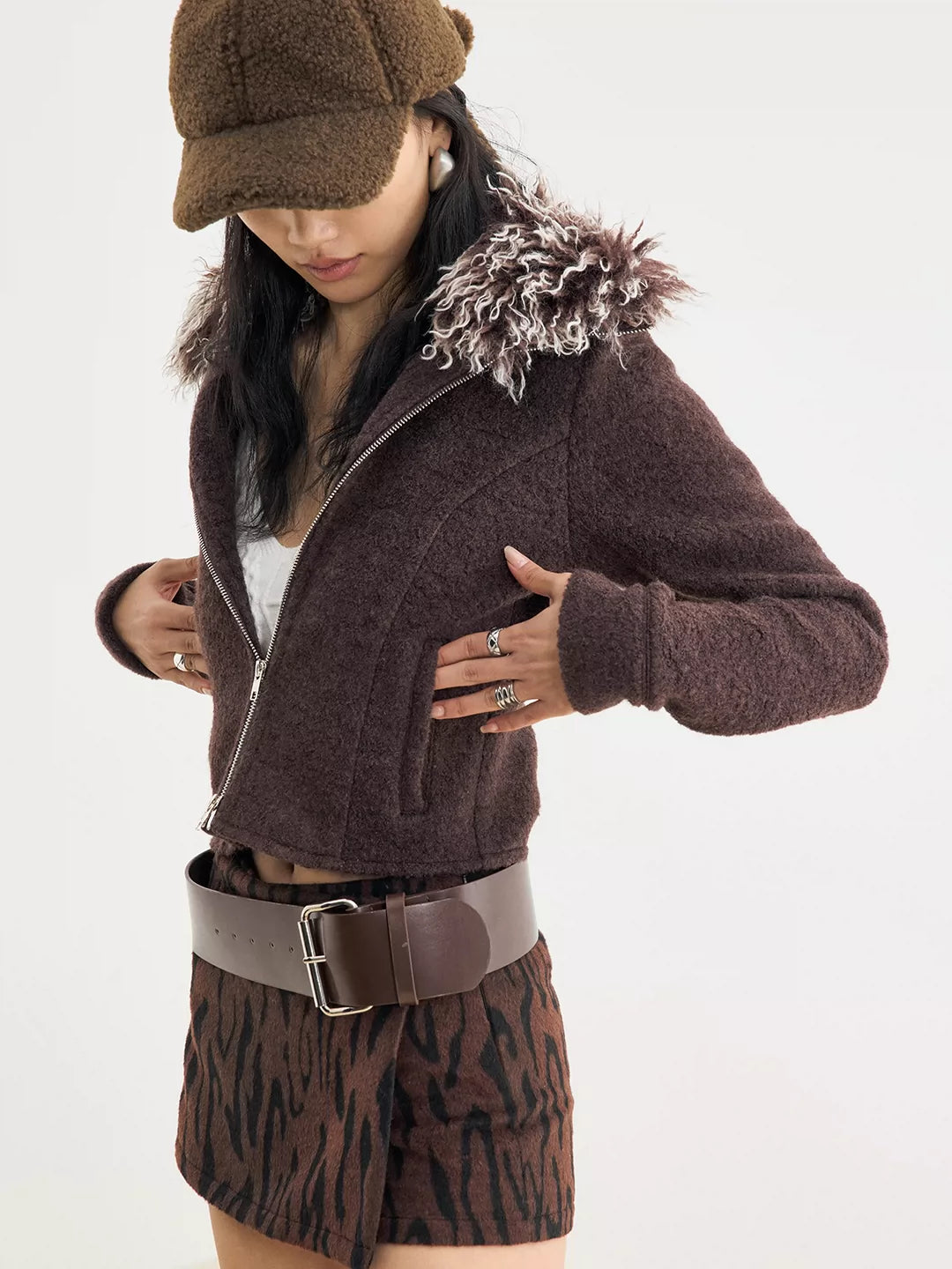2-Way Wool-Alpaca Blend Coat with Detachable Collar