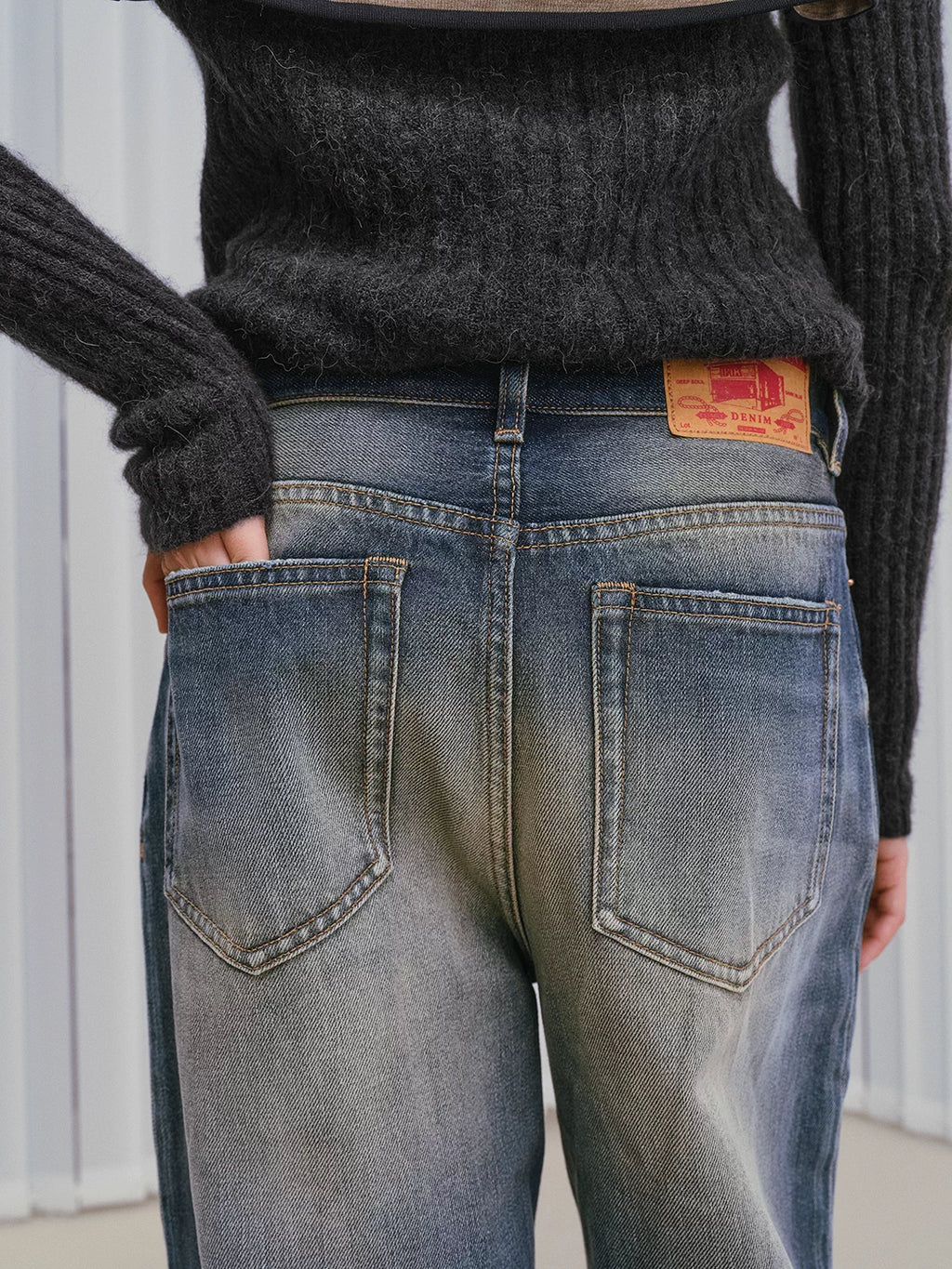 Premium Mud-Wash Wide-Leg Jeans